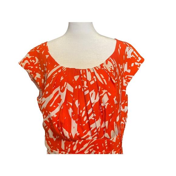 Emma & Michele Orange White Abstract Dress Size 16 - Picture 2 of 8